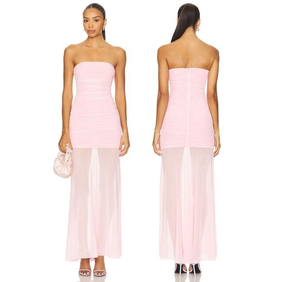 Amanda Uprichard x REVOLVE Leo Dress Strapless Mesh Ruched Formal Party Pink XS